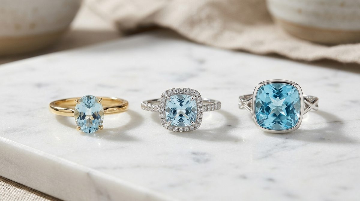 bague en aigue marine — image 2