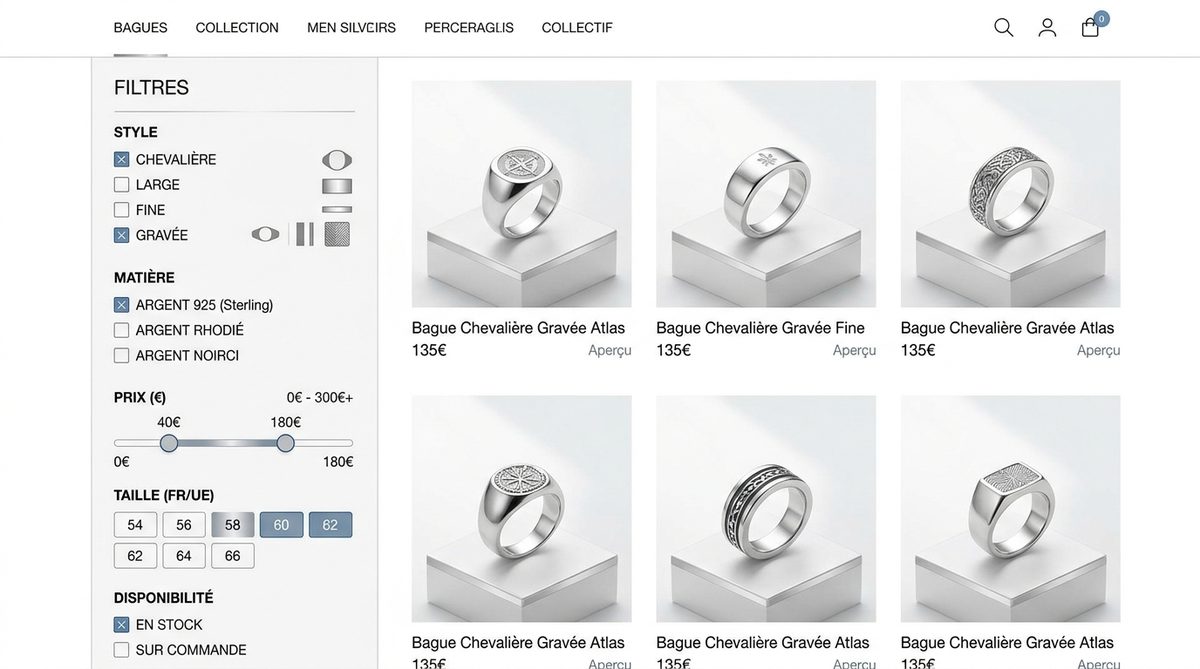 bague en argent pour homme — image 1