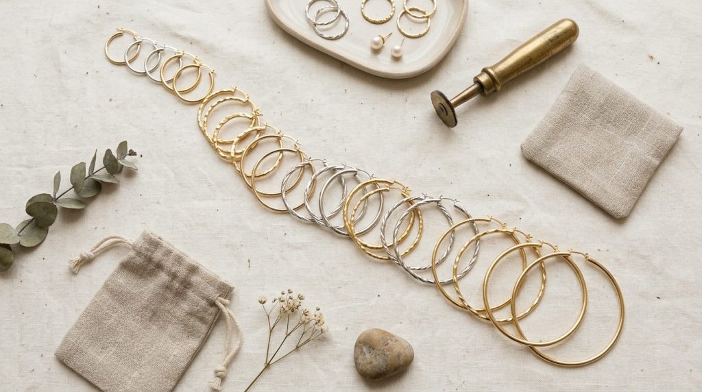 Créoles or femme : boucles d'oreilles or 18 carats