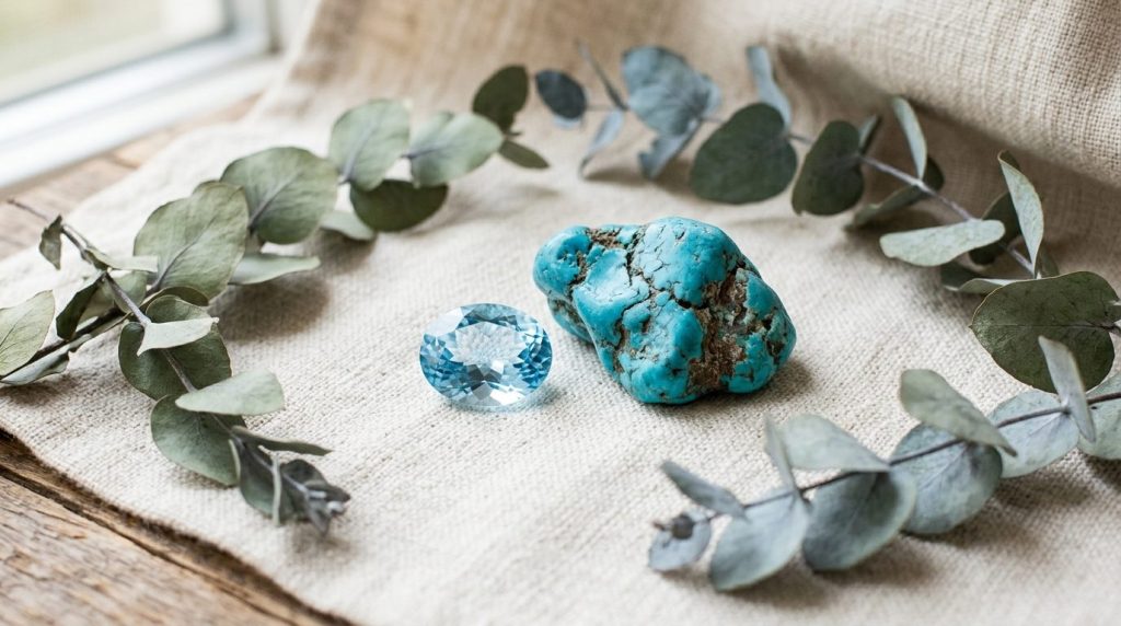 Pierre de naissance décembre : topaze bleue et turquoise